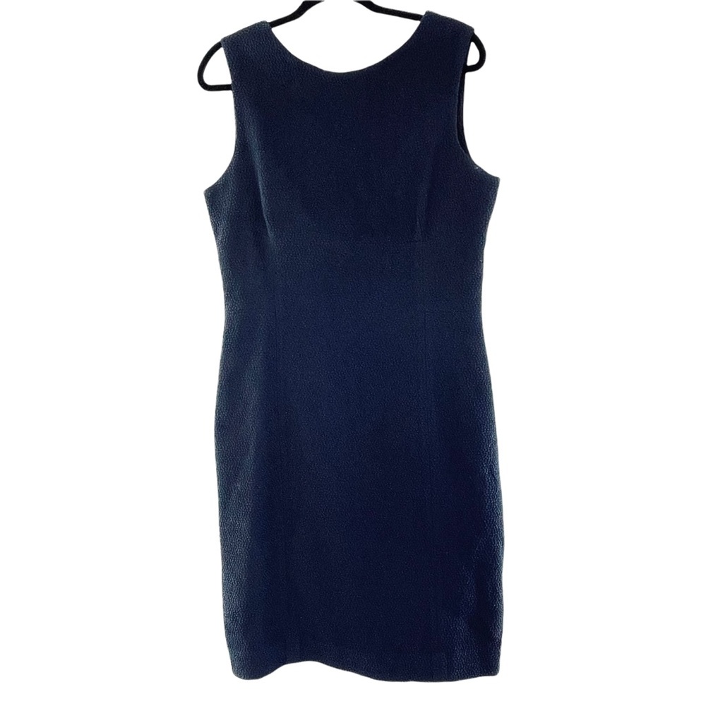 MM Lafleur Navy Blue Textured Midi Sheath Dress Size 16